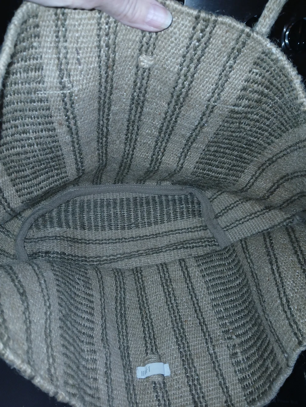 J. Jill Natural and Olive Striped Woven Tote